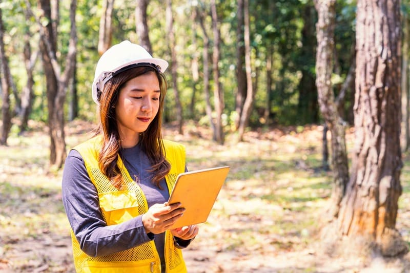 woman checking a list