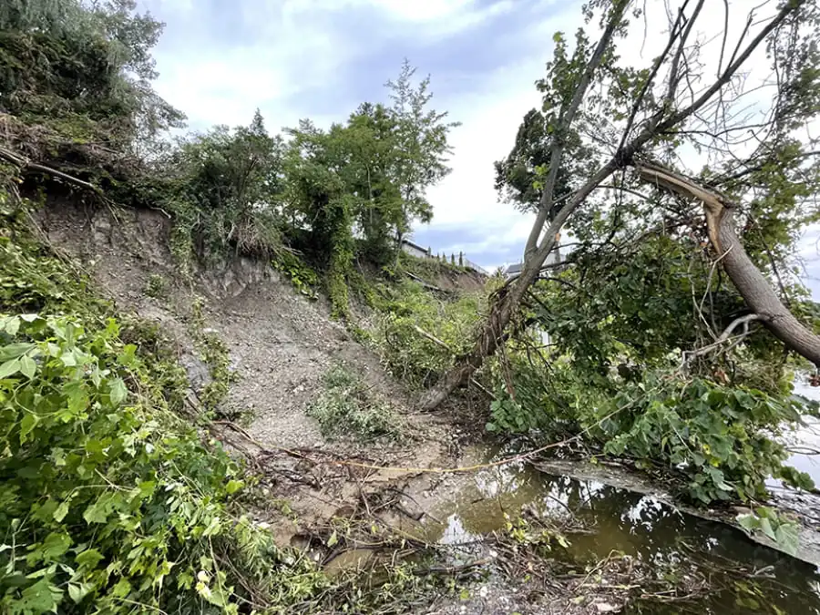 eroded bank along a lake