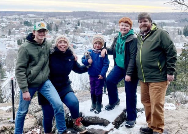 Rebecca, her husband and 3 children